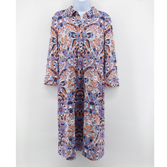 Talbots Dresses & Skirts - Talbots Dress Medium M Paisley Floral Stretch Jersey Tunic Shirtdress Knee Mod